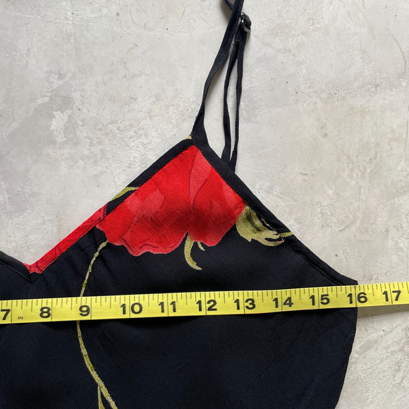 Vintage NWT 90s Y2K Black Red Floral Fairy Beaded Maxi Slip Dress Sz L - Picture 9 of 10